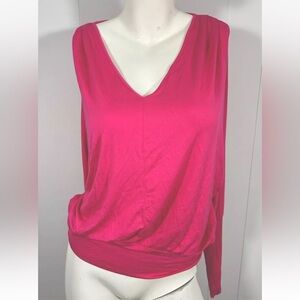NWT Bisou Bisou Women's Sz M Sweater Pullover  Fuchsia Pink Long Dolman Sleeves